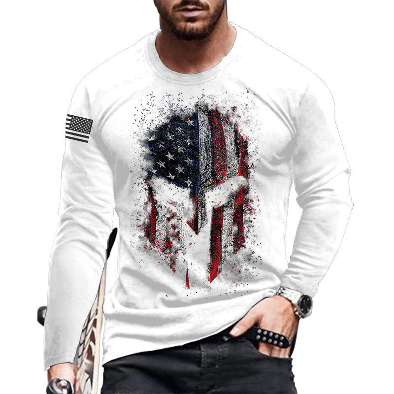 Long Sleeve Round Neck Loose Print Pullover Jacket T-shirt